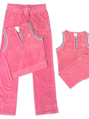 Rocawear Girls Pink Velour Pajama Set with Striped Trim